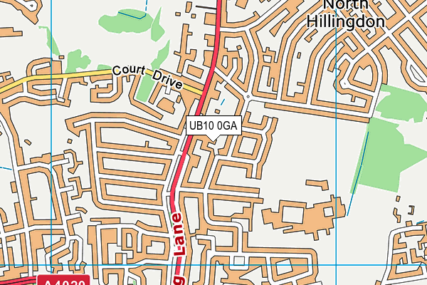 UB10 0GA map - OS VectorMap District (Ordnance Survey)
