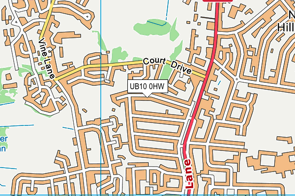 UB10 0HW map - OS VectorMap District (Ordnance Survey)