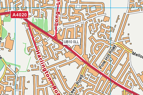 UB10 0LL map - OS VectorMap District (Ordnance Survey)