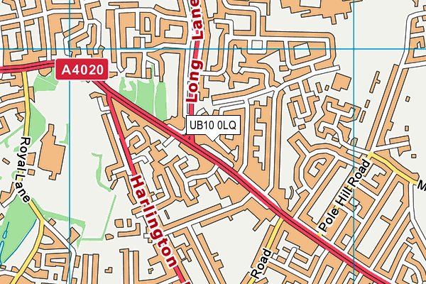 UB10 0LQ map - OS VectorMap District (Ordnance Survey)