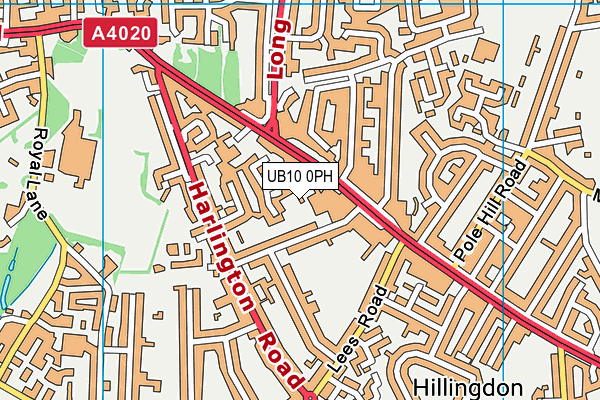Hillingdon Primary School map (UB10 0PH) - OS VectorMap District (Ordnance Survey)