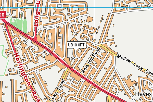 UB10 0PT map - OS VectorMap District (Ordnance Survey)