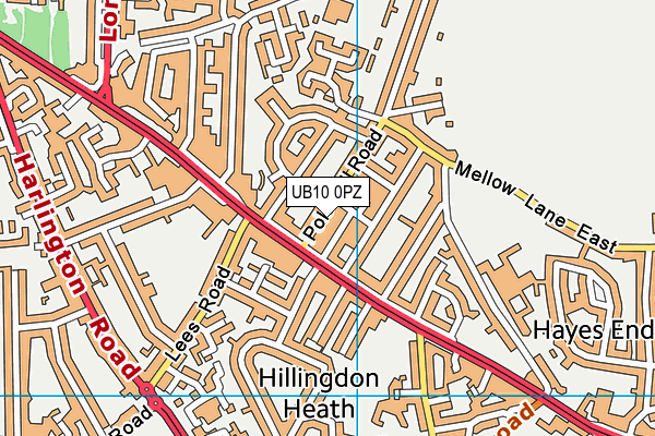 UB10 0PZ map - OS VectorMap District (Ordnance Survey)