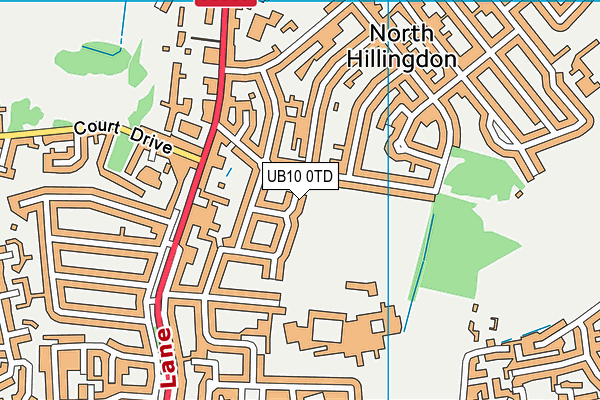 UB10 0TD map - OS VectorMap District (Ordnance Survey)