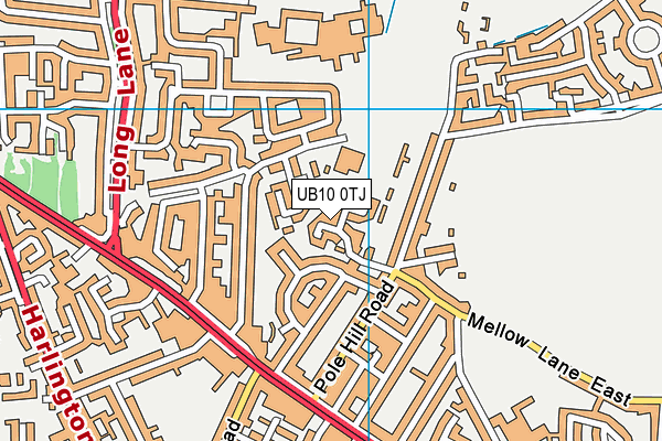 UB10 0TJ map - OS VectorMap District (Ordnance Survey)