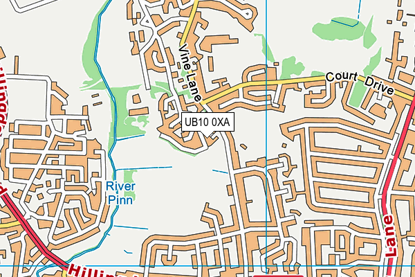 UB10 0XA map - OS VectorMap District (Ordnance Survey)