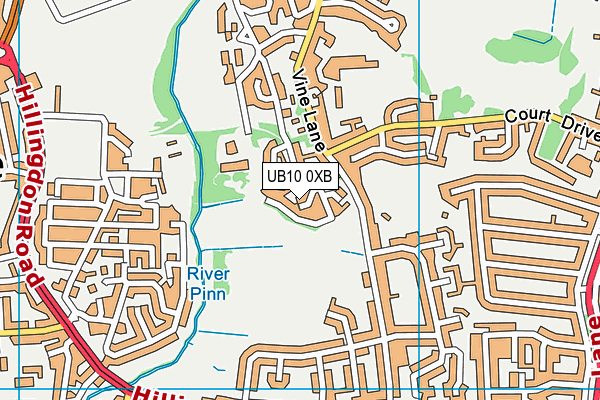 UB10 0XB map - OS VectorMap District (Ordnance Survey)
