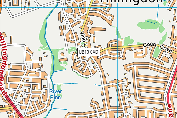 UB10 0XD map - OS VectorMap District (Ordnance Survey)