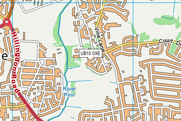 UB10 0XE map - OS VectorMap District (Ordnance Survey)