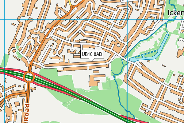 UB10 8AD map - OS VectorMap District (Ordnance Survey)