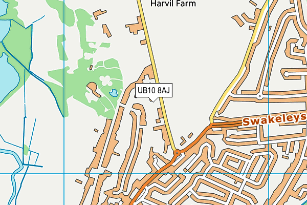UB10 8AJ map - OS VectorMap District (Ordnance Survey)