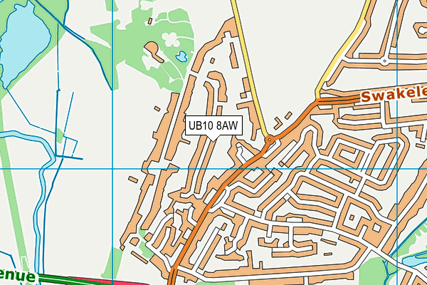 UB10 8AW map - OS VectorMap District (Ordnance Survey)