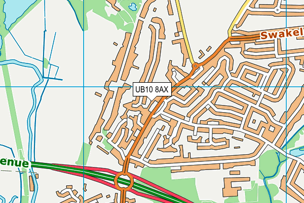 UB10 8AX map - OS VectorMap District (Ordnance Survey)