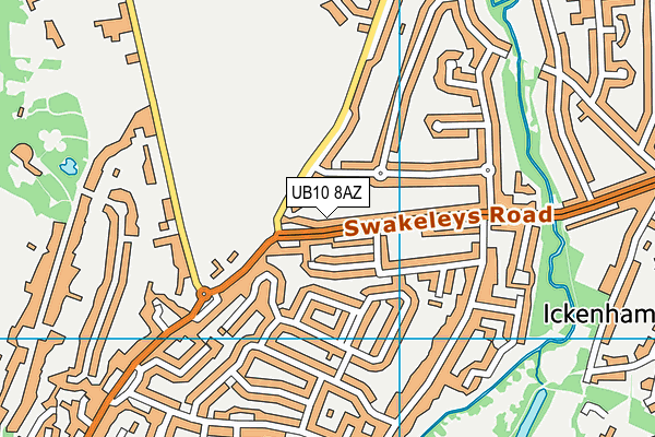 UB10 8AZ map - OS VectorMap District (Ordnance Survey)