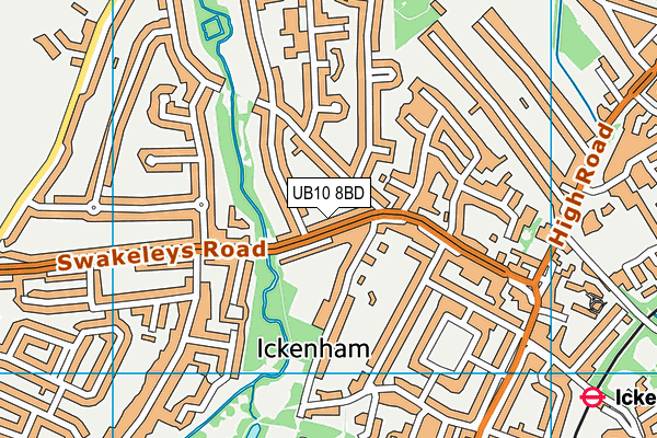 UB10 8BD map - OS VectorMap District (Ordnance Survey)
