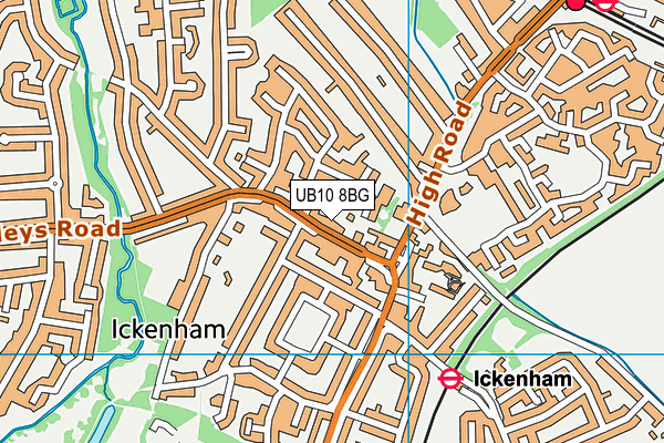 UB10 8BG map - OS VectorMap District (Ordnance Survey)