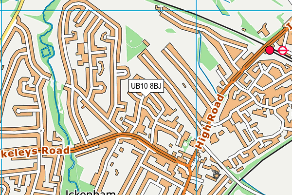 UB10 8BJ map - OS VectorMap District (Ordnance Survey)