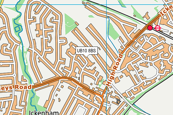 UB10 8BS map - OS VectorMap District (Ordnance Survey)