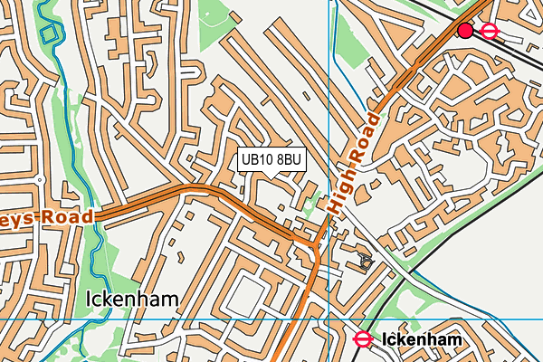 UB10 8BU map - OS VectorMap District (Ordnance Survey)