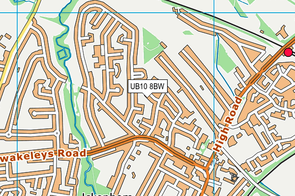 UB10 8BW map - OS VectorMap District (Ordnance Survey)