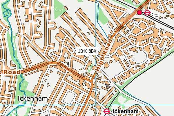 UB10 8BX map - OS VectorMap District (Ordnance Survey)