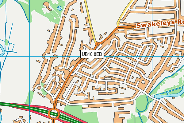 UB10 8ED map - OS VectorMap District (Ordnance Survey)