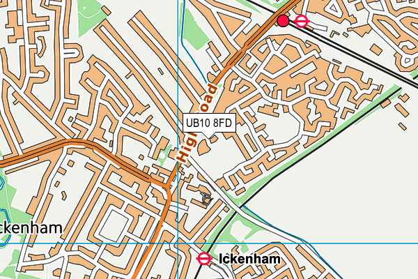 UB10 8FD map - OS VectorMap District (Ordnance Survey)