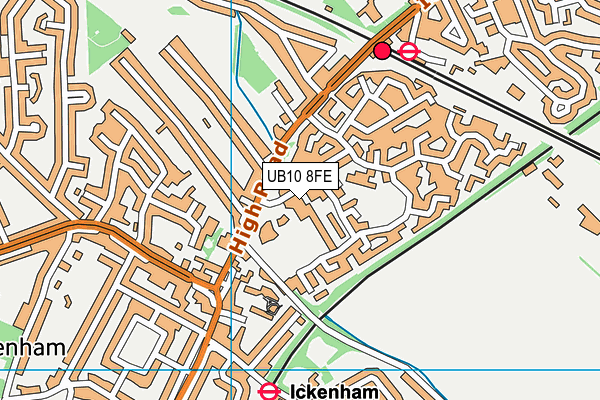UB10 8FE map - OS VectorMap District (Ordnance Survey)