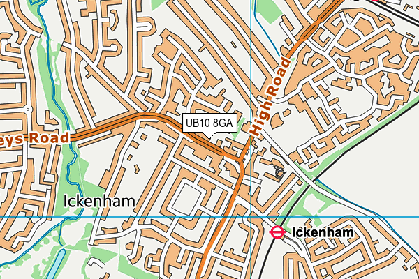 UB10 8GA map - OS VectorMap District (Ordnance Survey)