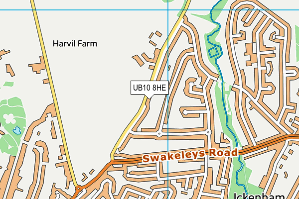 UB10 8HE map - OS VectorMap District (Ordnance Survey)