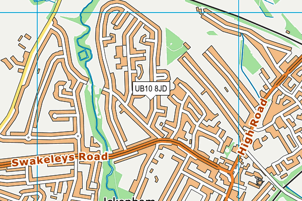 UB10 8JD map - OS VectorMap District (Ordnance Survey)