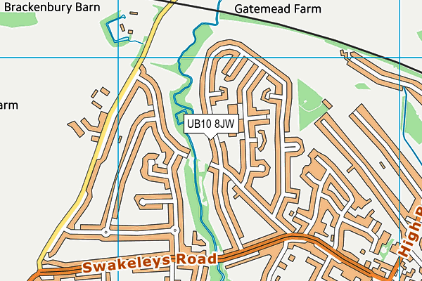 UB10 8JW map - OS VectorMap District (Ordnance Survey)