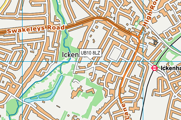 UB10 8LZ map - OS VectorMap District (Ordnance Survey)