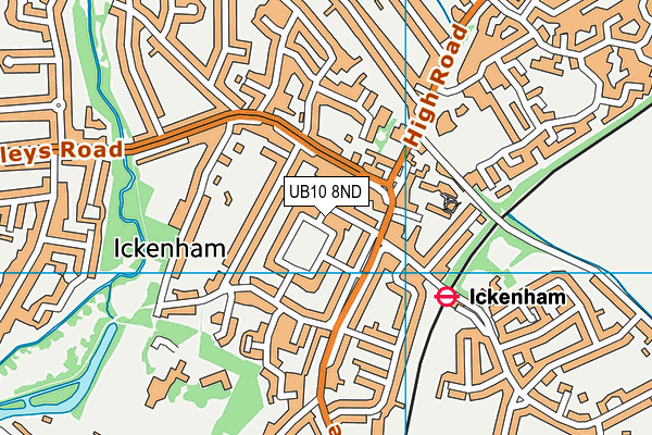 UB10 8ND map - OS VectorMap District (Ordnance Survey)