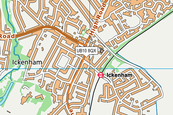 UB10 8QX map - OS VectorMap District (Ordnance Survey)