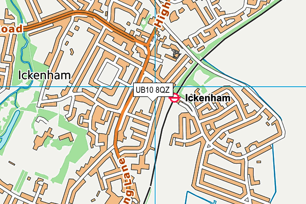 UB10 8QZ map - OS VectorMap District (Ordnance Survey)