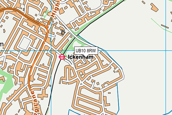 UB10 8RW map - OS VectorMap District (Ordnance Survey)