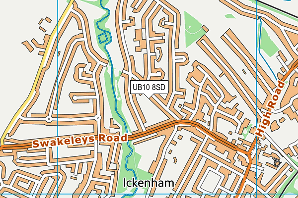 UB10 8SD map - OS VectorMap District (Ordnance Survey)