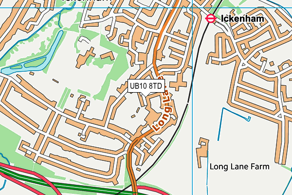 UB10 8TD map - OS VectorMap District (Ordnance Survey)