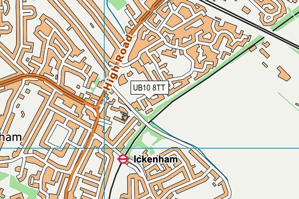 UB10 8TT map - OS VectorMap District (Ordnance Survey)