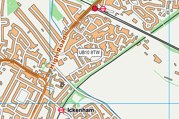 UB10 8TW map - OS VectorMap District (Ordnance Survey)