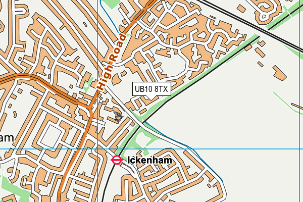 UB10 8TX map - OS VectorMap District (Ordnance Survey)