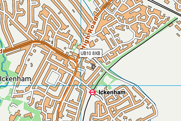 UB10 8XB map - OS VectorMap District (Ordnance Survey)