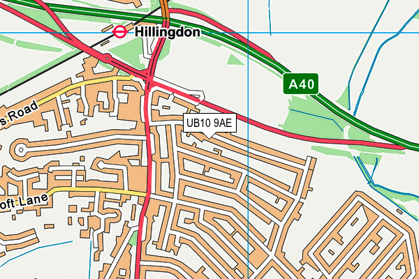 UB10 9AE map - OS VectorMap District (Ordnance Survey)