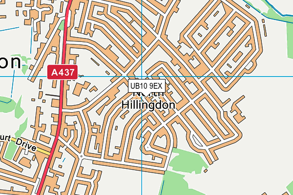 UB10 9EX map - OS VectorMap District (Ordnance Survey)