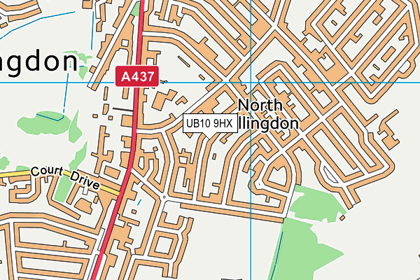 UB10 9HX map - OS VectorMap District (Ordnance Survey)
