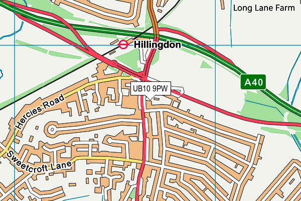 UB10 9PW map - OS VectorMap District (Ordnance Survey)