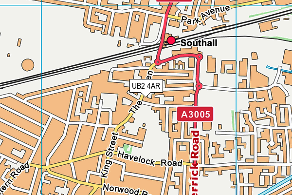 UB2 4AR map - OS VectorMap District (Ordnance Survey)