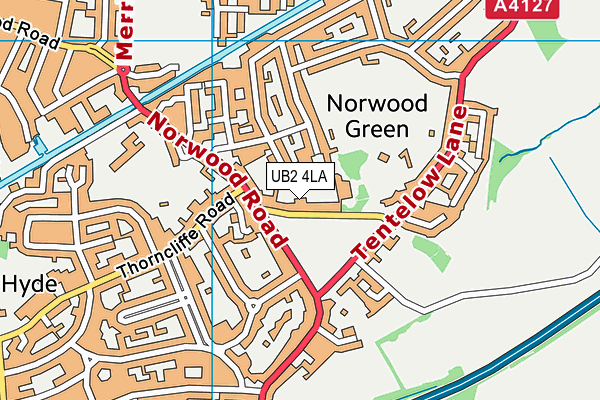 Norwood Hall Playing Fields map (UB2 4LA) - OS VectorMap District (Ordnance Survey)