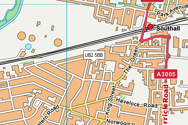 UB2 5BB map - OS VectorMap District (Ordnance Survey)